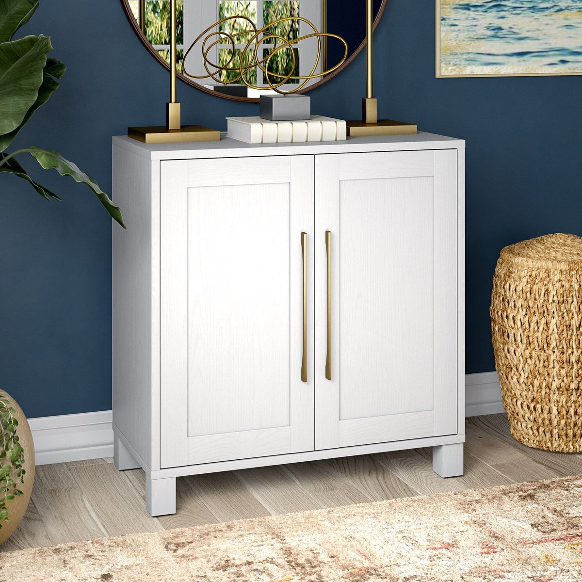 Hailey Home Chabot White 2-Shelf Office Cabinet