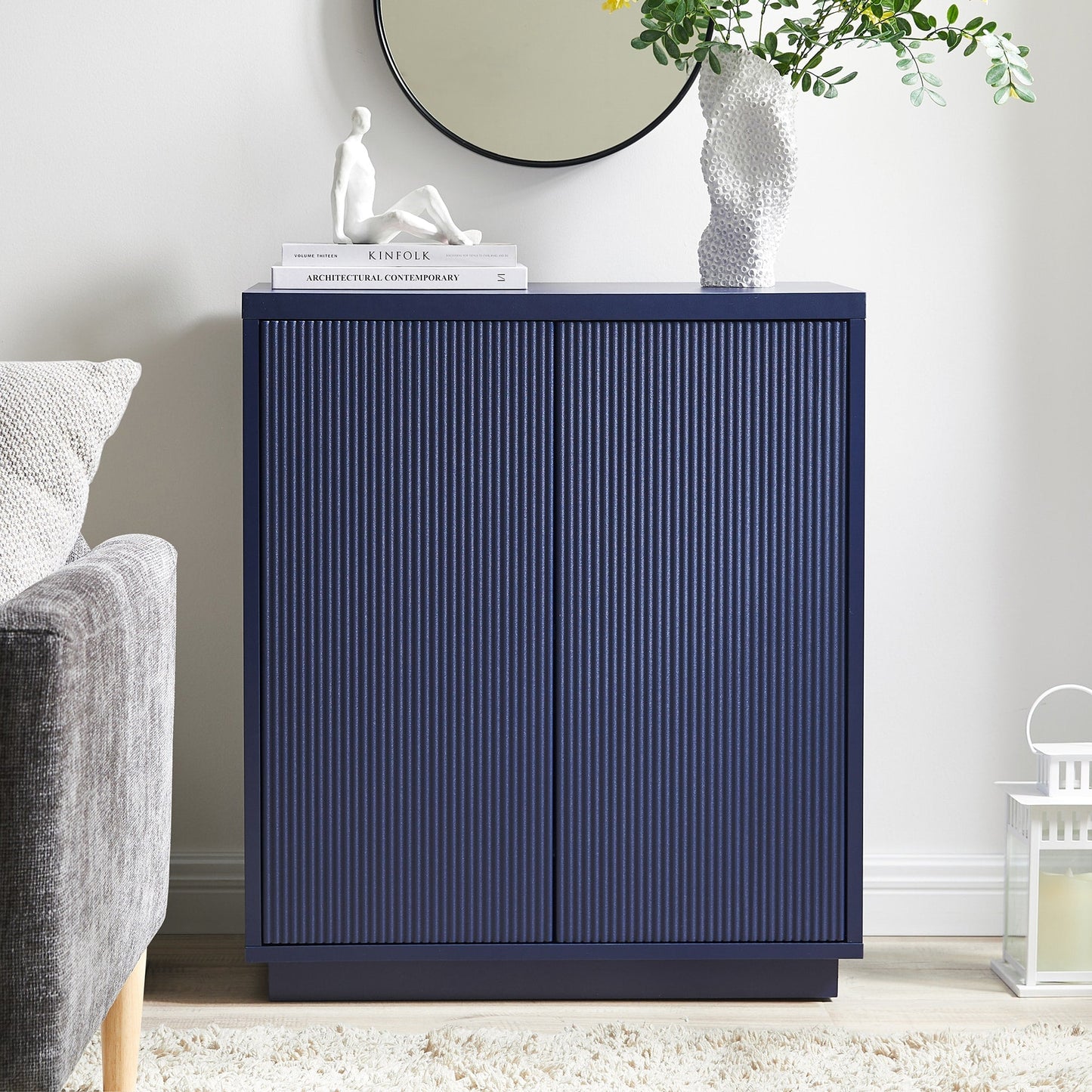 Hailey Home Alston Dark Blue 2-Shelf Office Cabinet