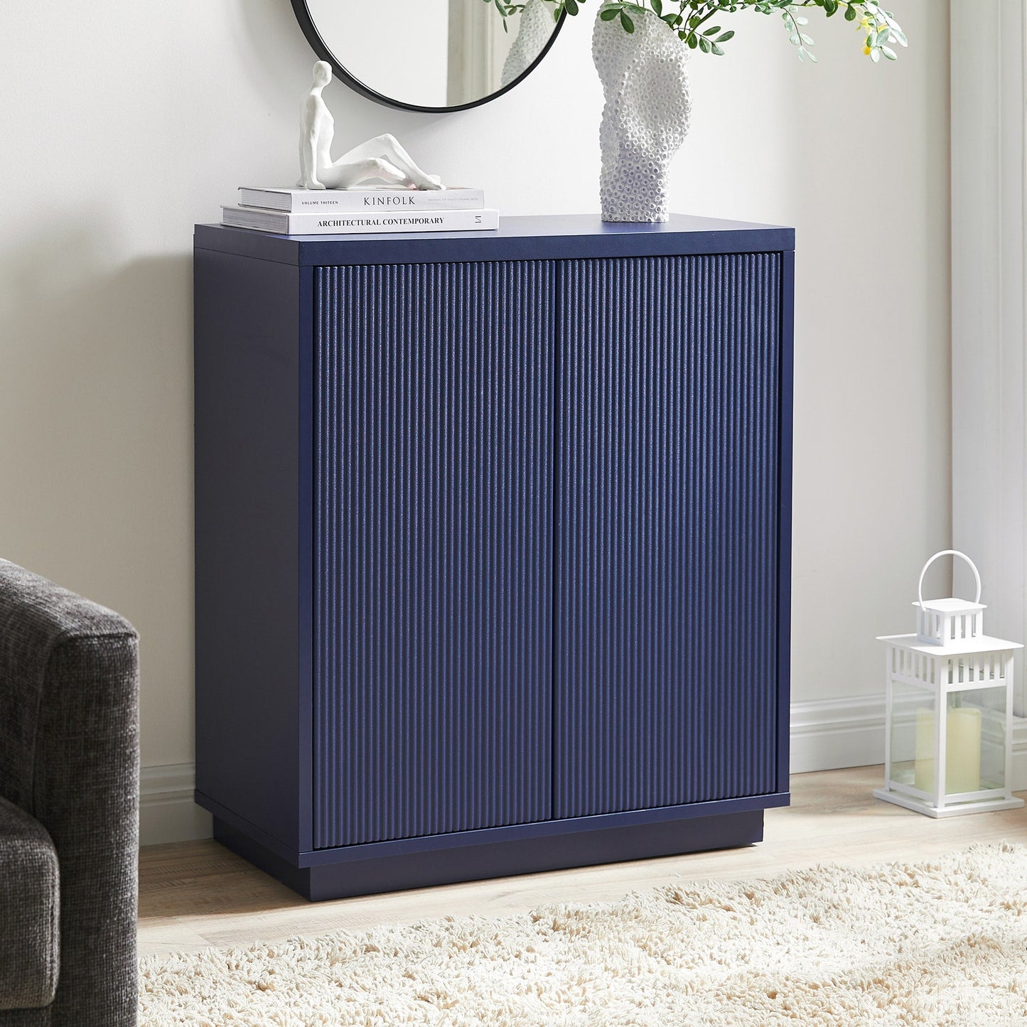Hailey Home Alston Dark Blue 2-Shelf Office Cabinet