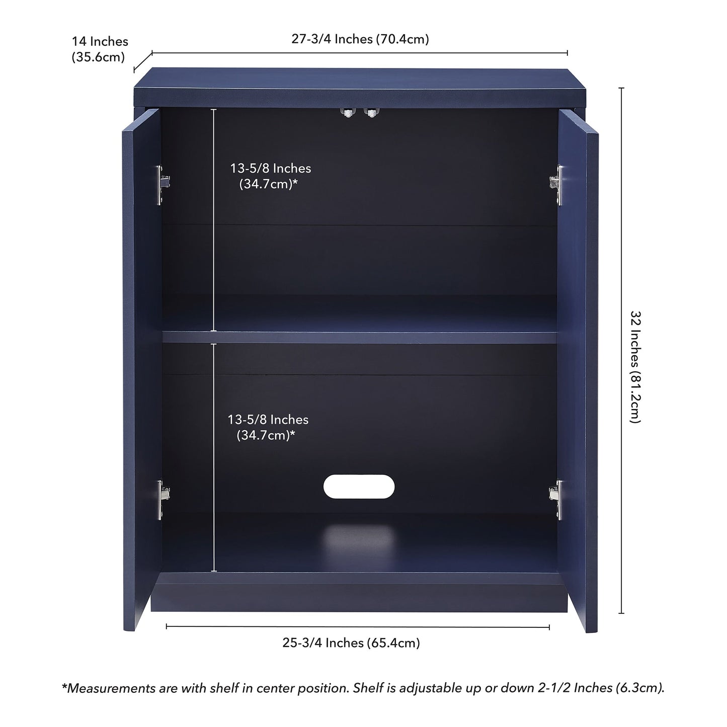 Hailey Home Alston Dark Blue 2-Shelf Office Cabinet