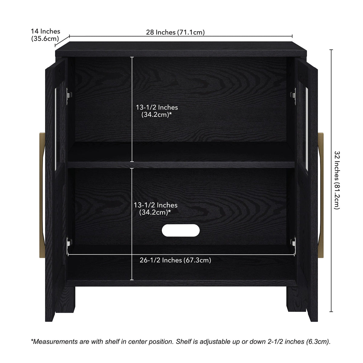 Hailey Home Holbrook Black Grain 2-Shelf Office Cabinet