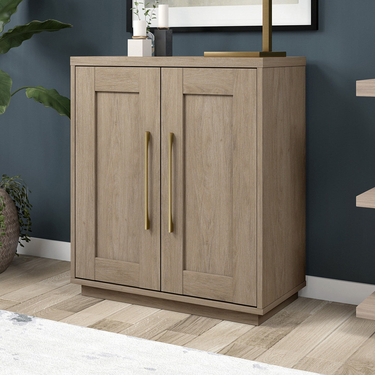 Hailey Home Tillman Antiqued Gray Oak 2-Shelf Office Cabinet