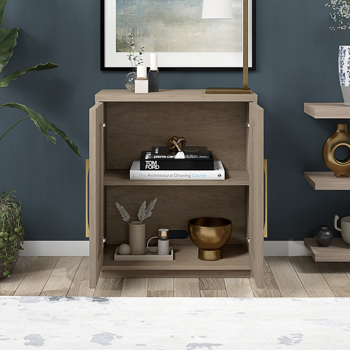 Hailey Home Tillman Antiqued Gray Oak 2-Shelf Office Cabinet