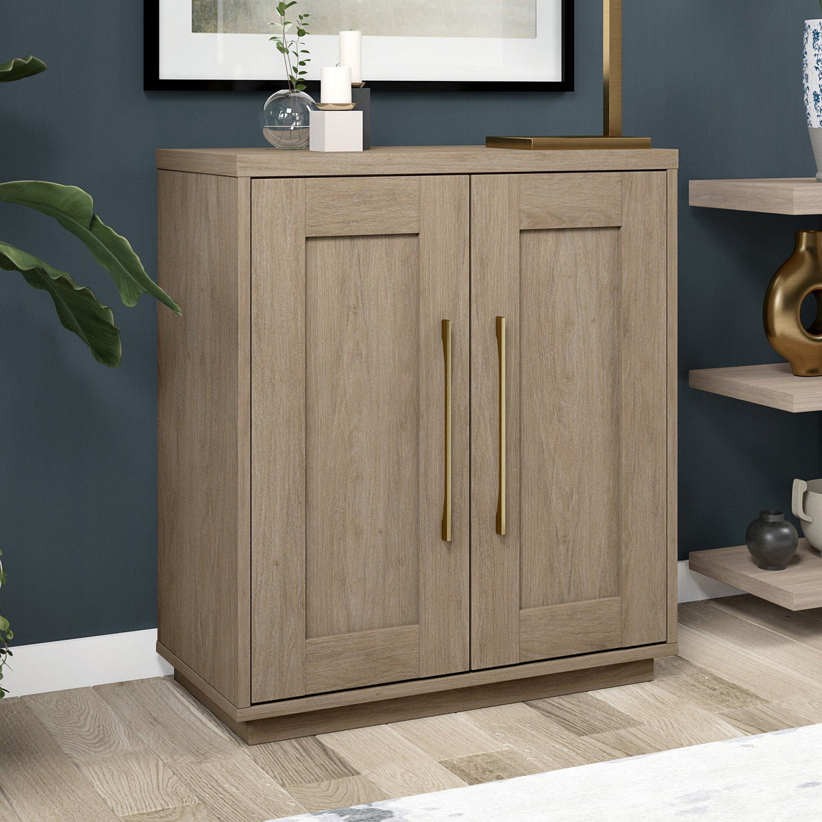 Hailey Home Tillman Antiqued Gray Oak 2-Shelf Office Cabinet