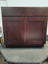 RELIABILT Parkstone 24-in W x 34.5-in H x 24-in D Espresso 1-Drawer Base Fully Assembled Plywood Cabinet (Flat Panel Shaker Style)