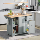 Bybafun Gray Mdf Base with Wood Top Rolling Kitchen Cart (28.7-in x 53.9-in x 36.8-in)