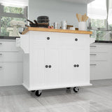 Bybafun White Mdf Base with Wood Top Rolling Kitchen Cart (17.5-in x 43.7-in x 32.5-in)