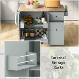 Bybafun Gray Mdf Base with Wood Top Rolling Kitchen Cart (28.7-in x 53.9-in x 36.8-in)
