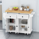 Bybafun White Mdf Base with Wood Top Rolling Kitchen Cart (17.5-in x 43.7-in x 32.5-in)