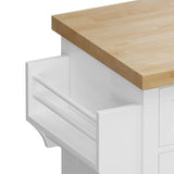 Bybafun White Mdf Base with Wood Top Rolling Kitchen Cart (17.5-in x 43.7-in x 32.5-in)