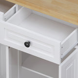 Bybafun White Mdf Base with Wood Top Rolling Kitchen Cart (17.5-in x 43.7-in x 32.5-in)