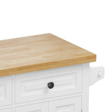 Bybafun White Mdf Base with Wood Top Rolling Kitchen Cart (17.5-in x 43.7-in x 32.5-in)