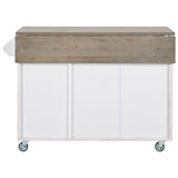 Bybafun Blue Mdf Base with Mdf Wood Top Rolling Kitchen Cart (25.7-in x 51.6-in x 36.7-in)