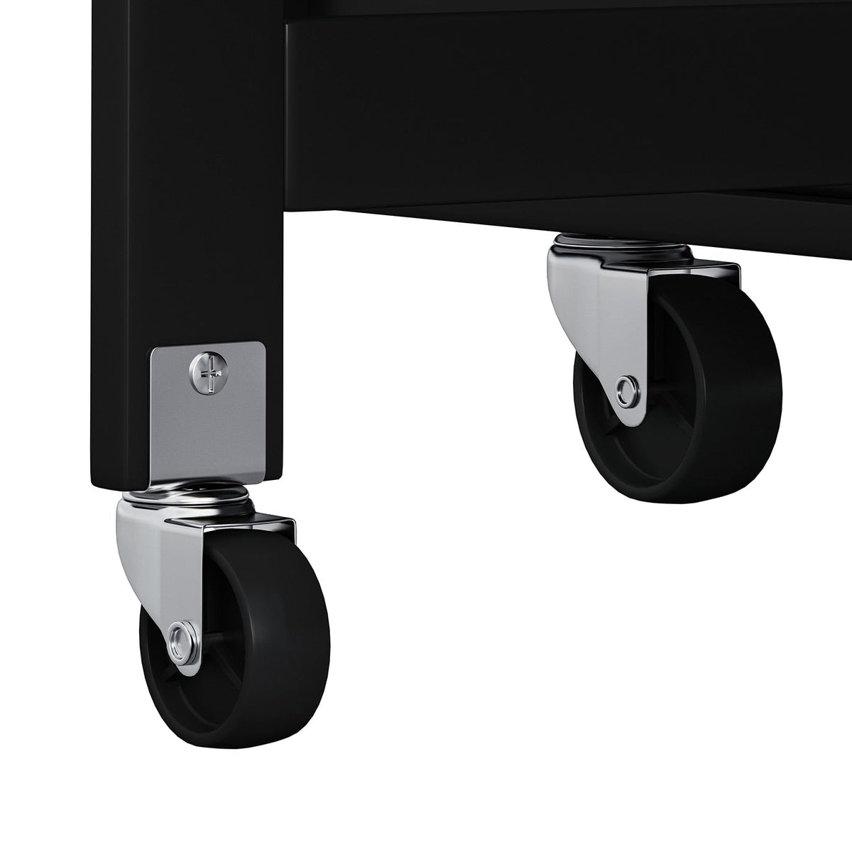 Bybafun Black Mdf Base with Wood Top Rolling Kitchen Cart (29.9-in x 46.5-in x 35.8-in)