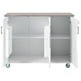 Bybafun Blue Mdf Base with Mdf Wood Top Rolling Kitchen Cart (25.7-in x 51.6-in x 36.7-in)