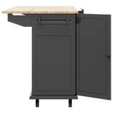 Bybafun Black Mdf Base with Wood Top Rolling Kitchen Cart (28.7-in x 53.9-in x 36.8-in)