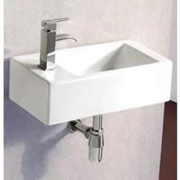 Elanti Wall-Mounted Right-Facing Rectangle Bathroom Sink in White