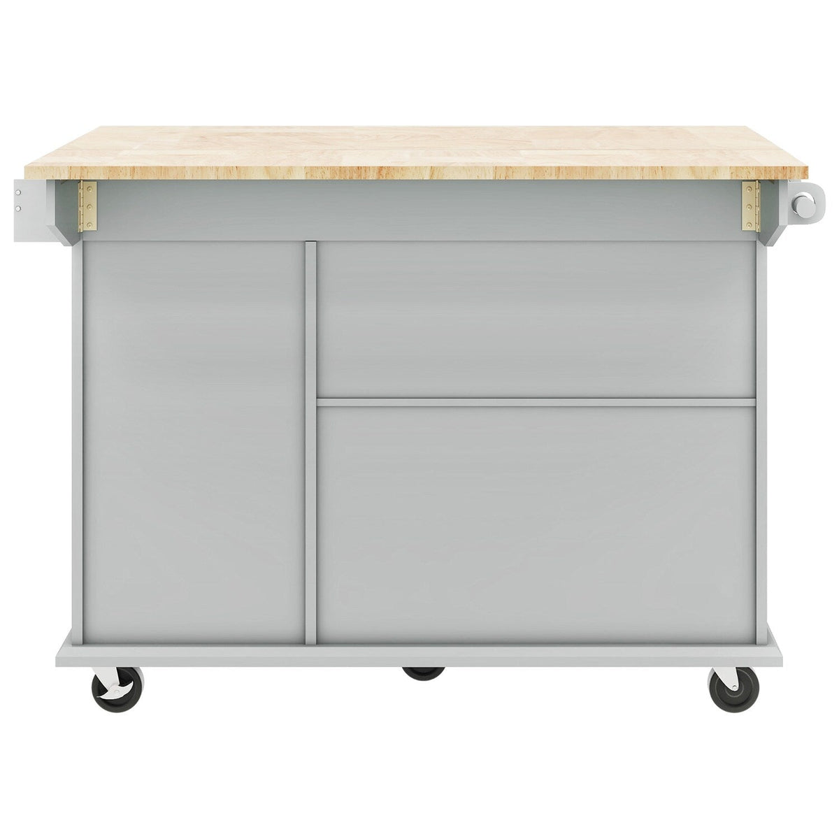 Bybafun Gray Mdf Base with Wood Top Rolling Kitchen Cart (28.7-in x 53.9-in x 36.8-in)