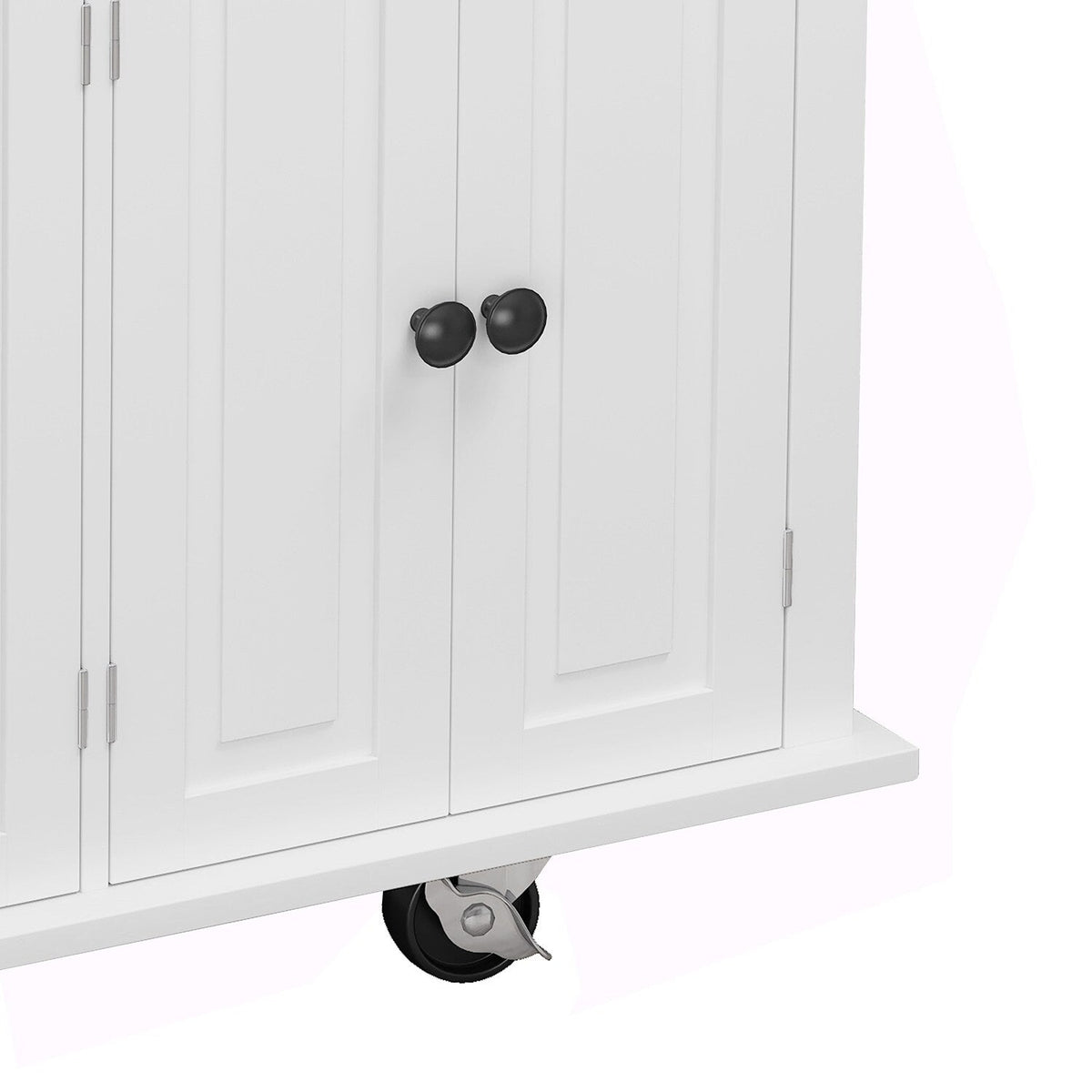 Bybafun White Mdf Base with Wood Top Rolling Kitchen Cart (17.5-in x 43.7-in x 32.5-in)