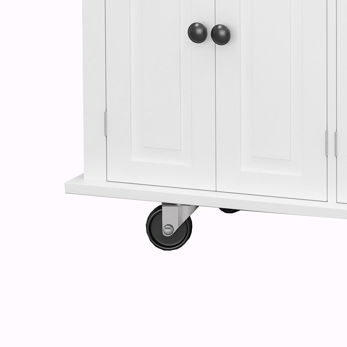 Bybafun White Mdf Base with Wood Top Rolling Kitchen Cart (17.5-in x 43.7-in x 32.5-in)