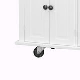 Bybafun White Mdf Base with Wood Top Rolling Kitchen Cart (17.5-in x 43.7-in x 32.5-in)