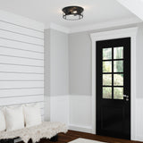 Quoizel Harbor 12.91-in Matte Black Transitional Incandescent Flush Mount Light