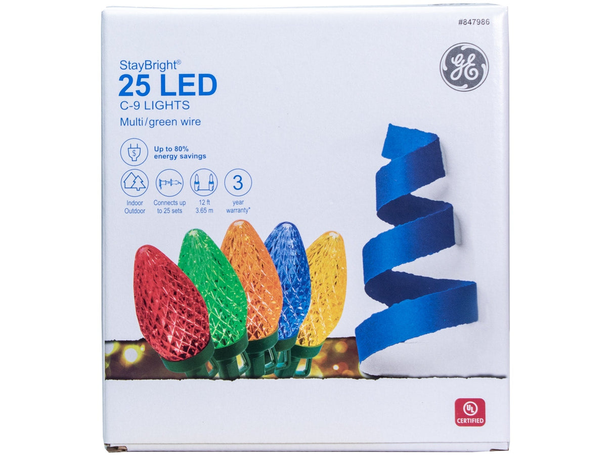 GE StayBright 25-Count 12-ft Multicolor LED Plug-In Christmas String Lights