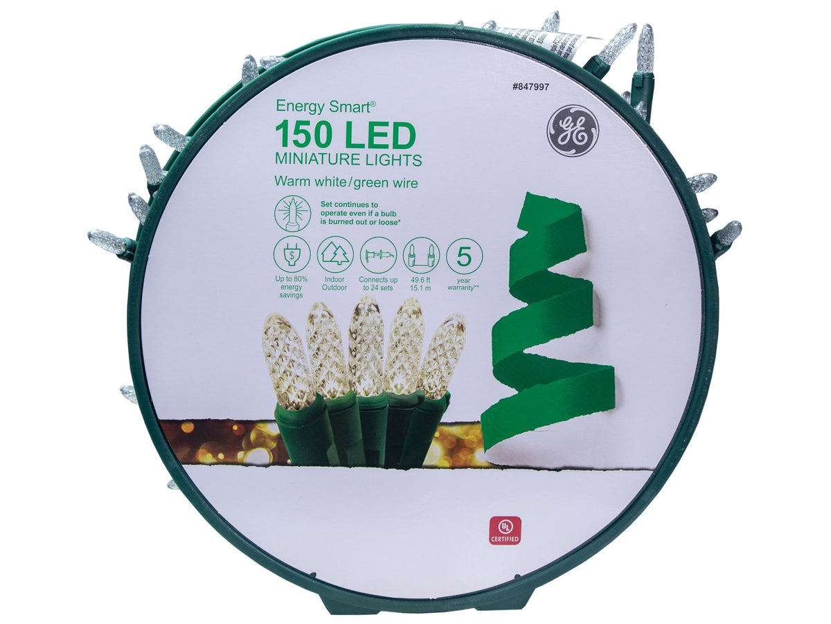 GE Energy Smart 150-Count 49.6-ft Warm White LED Plug-In Christmas String Lights
