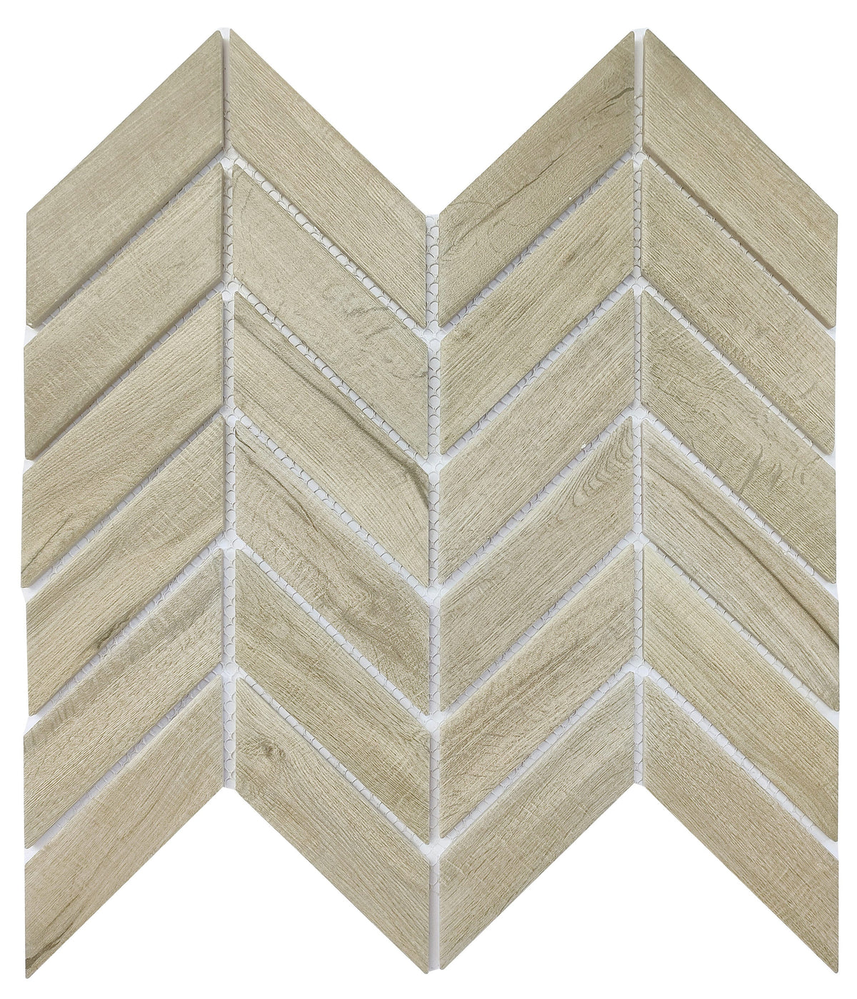 allen + roth Beige 12-in x 12-in Glazed Porcelain Wood look Chevron Mosaic Floor and Wall Tile product image