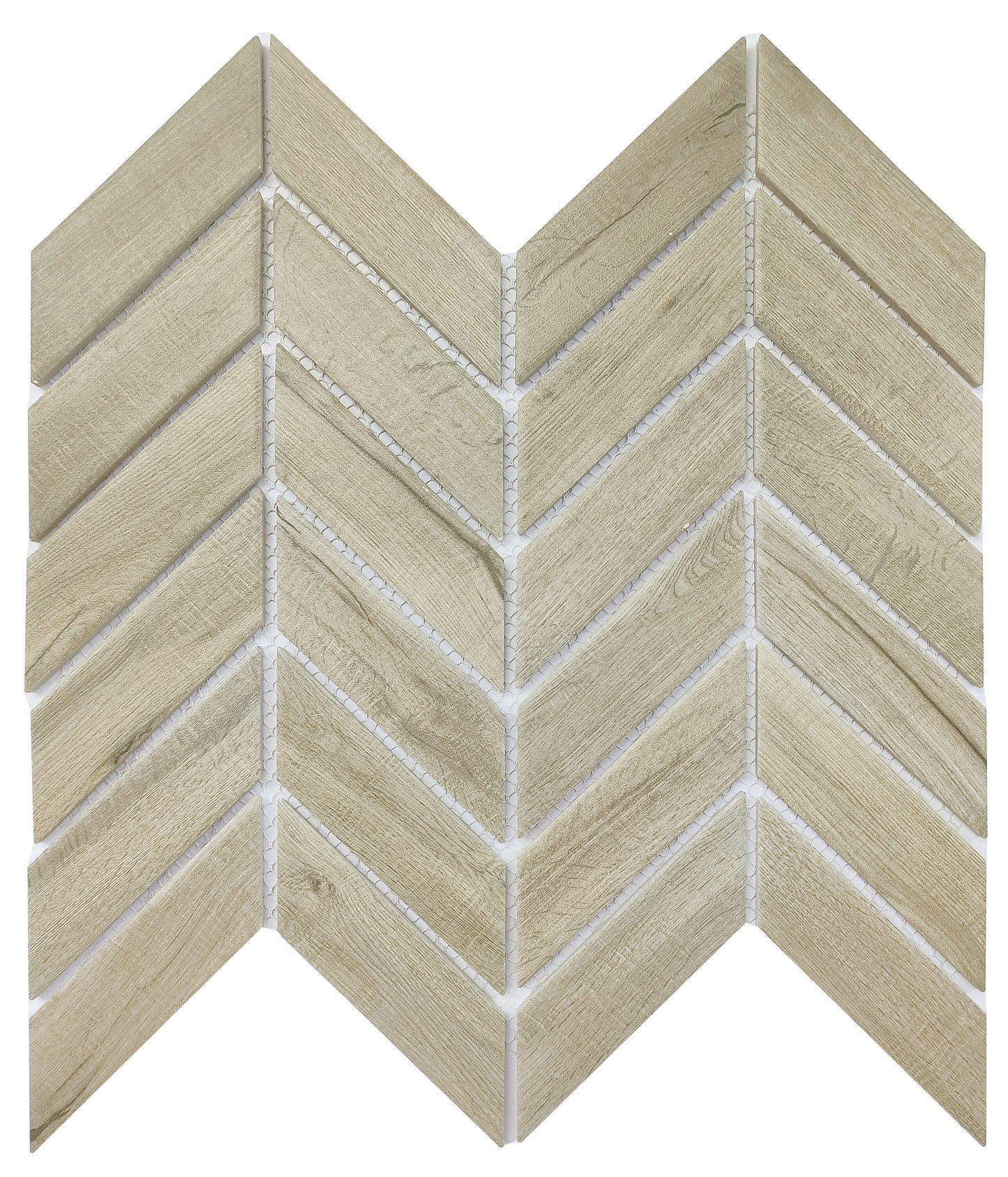 allen + roth Beige 12-in x 12-in Glazed Porcelain Wood look Chevron Mosaic Floor and Wall Tile product image