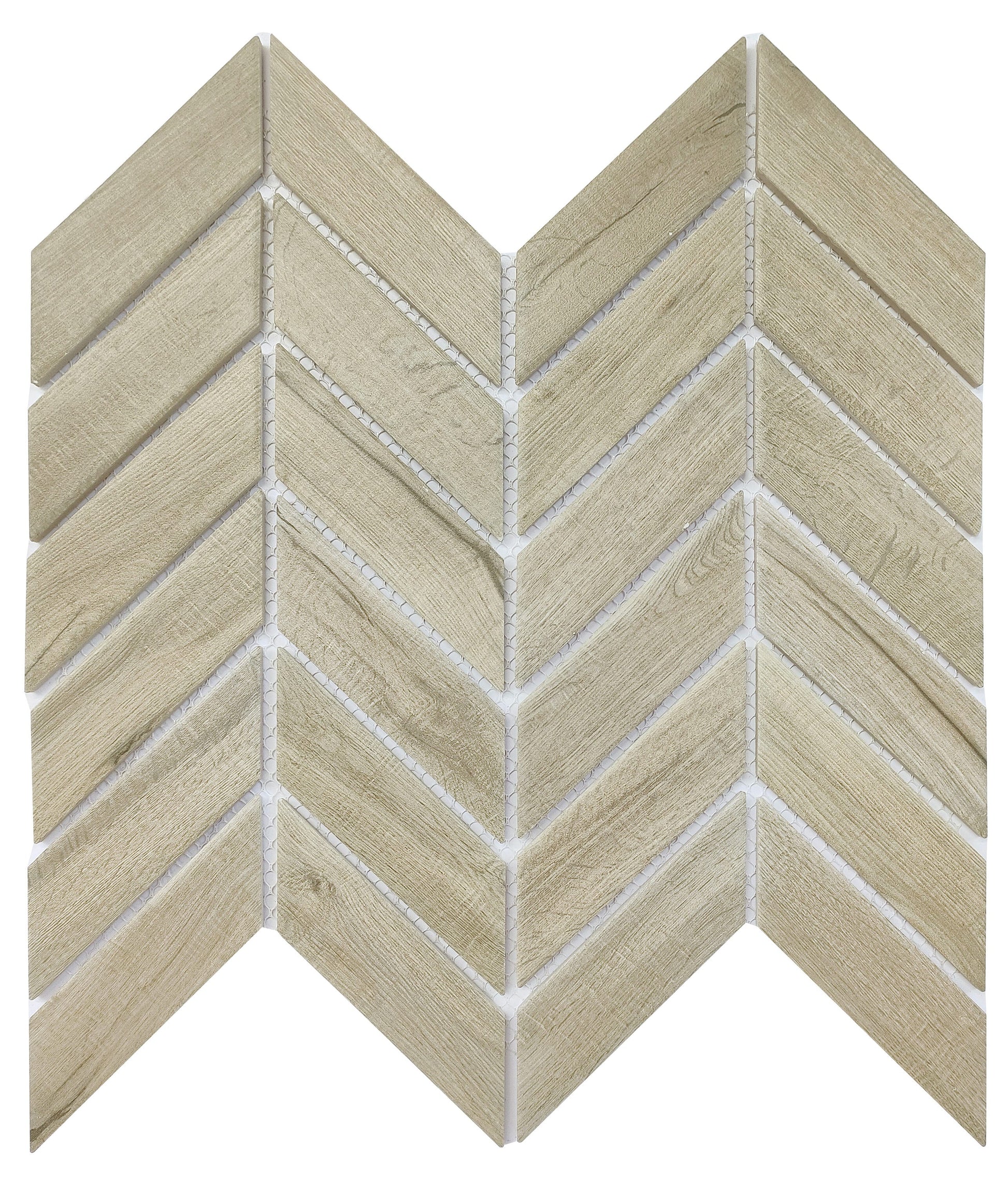 allen + roth Beige 12-in x 12-in Glazed Porcelain Wood look Chevron Mosaic Floor and Wall Tile product image