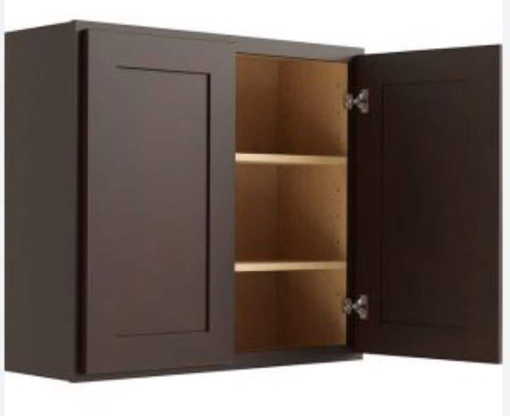 RELIABILT Parkstone 30-in W x 12-in H x 12-in D Espresso Wall Fully Assembled Plywood Cabinet (Shaker Door Style)