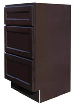 RELIABILT Parkstone 18-in W x 34.5-in H x 24-in D Espresso 3-Drawer Base Fully Assembled Plywood Cabinet (Flat Panel Style)