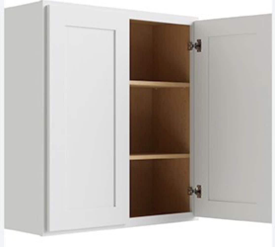 RELIABILT Parkstone 33-in W x 42-in H x 12-in D White Wall Fully Assembled Plywood Cabinet (Shaker Door Style)