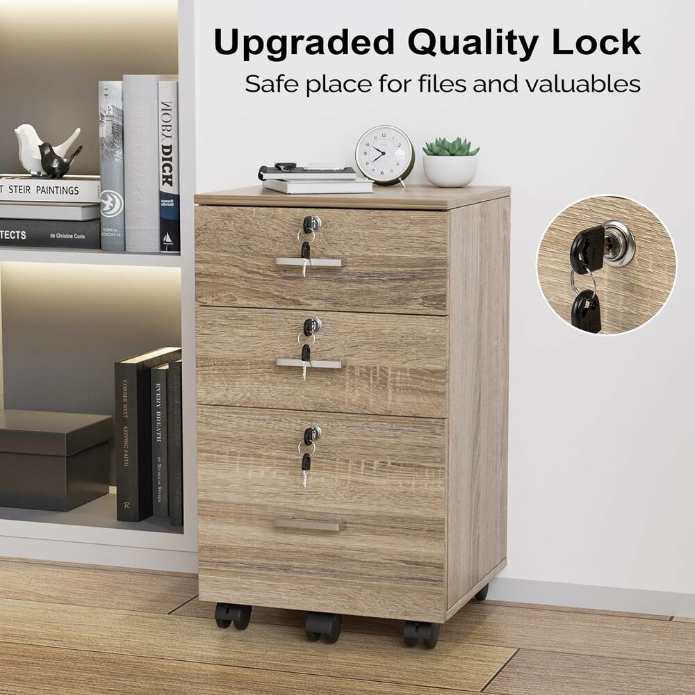 Winado File Cabinets Wood 3-Drawer 19.69-in File Cabinet