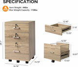 Winado File Cabinets Wood 3-Drawer 19.69-in File Cabinet