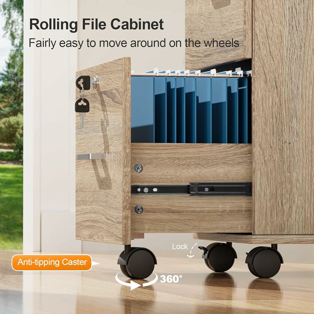 Winado File Cabinets Wood 3-Drawer 19.69-in File Cabinet