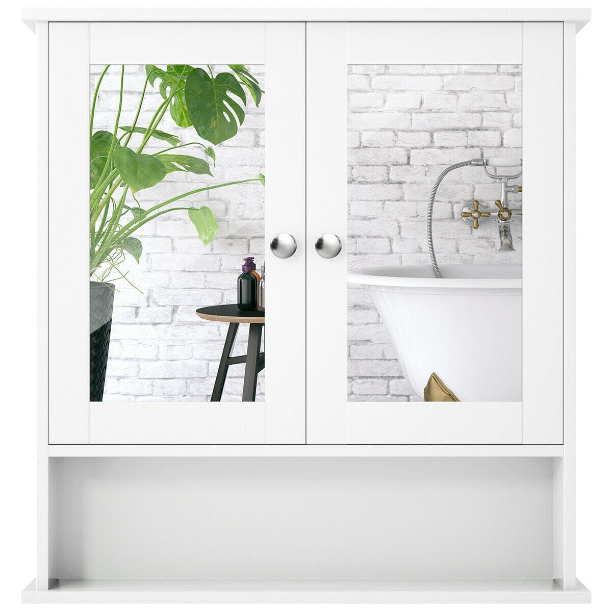 Forclover CH Medicine Cabinets 22-in x 23-in x 5-in White Bathroom Wall Cabinet