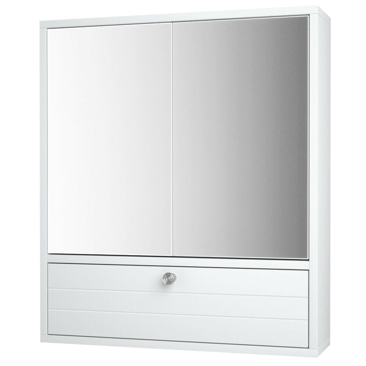 Forclover 21.5-in x 24.5-in Surface Mount White Mirrored Soft Close Medicine Cabinet