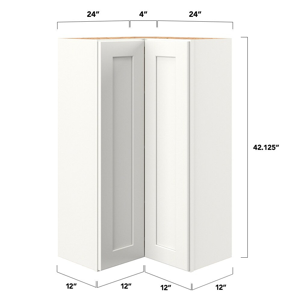allen + roth Aveley 24-in W x 42.125-in H x 12-in D Linen Diagonal Corner Wall Fully Assembled Cabinet (Flat Panel Shaker Style)
