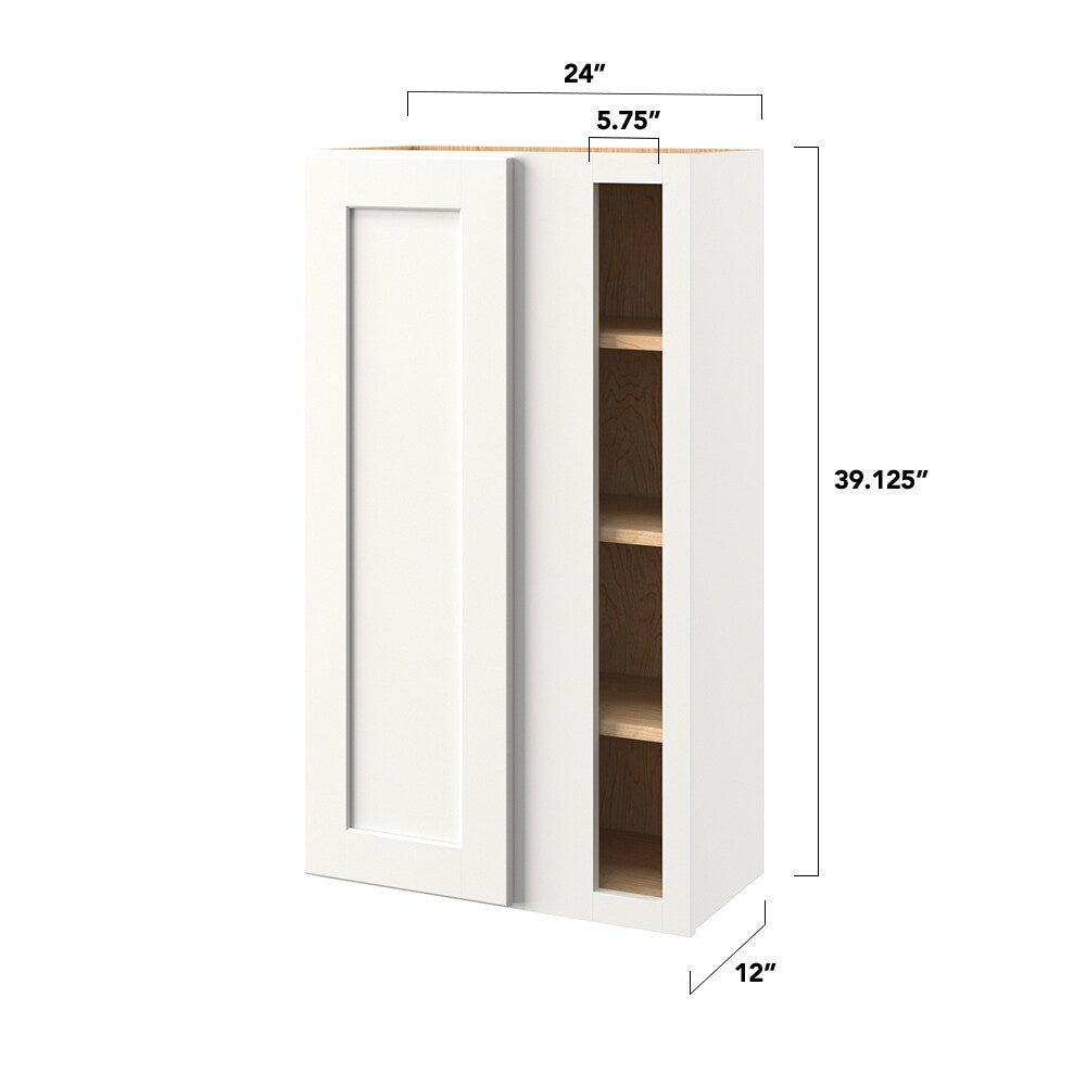 allen + roth Aveley 24-in W x 39.125-in H x 12-in D Linen Blind Corner Wall Fully Assembled Cabinet (Flat Panel Shaker Style)
