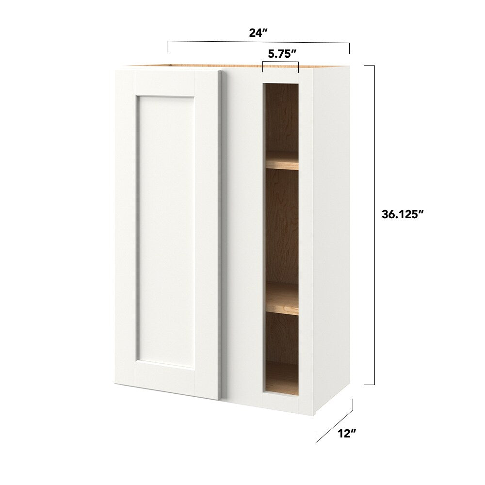 allen + roth Aveley 27-in W x 36.125-in H x 12-in D Linen Blind Corner Wall Fully Assembled Cabinet (Flat Panel Shaker Style)