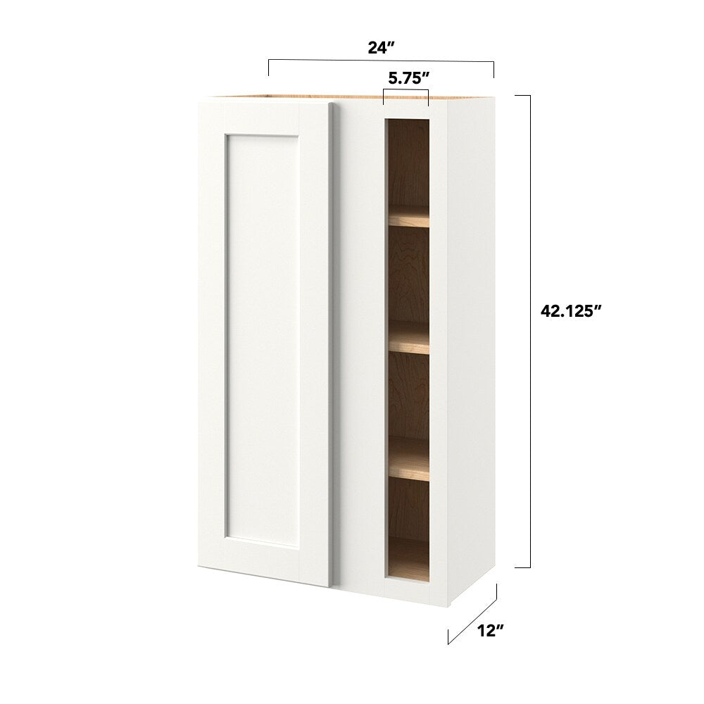allen + roth Aveley 24-in W x 42.125-in H x 12-in D Linen Blind Corner Wall Fully Assembled Cabinet (Flat Panel Shaker Style)