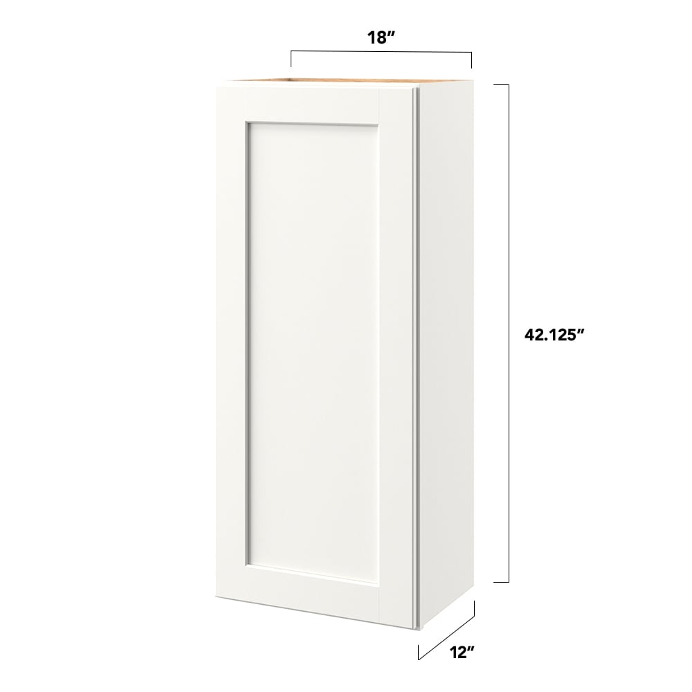 allen + roth Aveley 18-in W x 42.125-in H x 12-in D Linen Wall Fully Assembled Cabinet (Flat Panel Shaker Door Style)