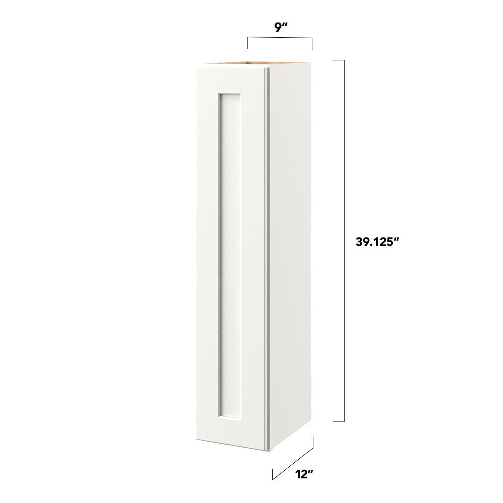 allen + roth Aveley 9-in W x 39.125-in H x 12-in D Linen Wall Fully Assembled Cabinet (Flat Panel Shaker Door Style)