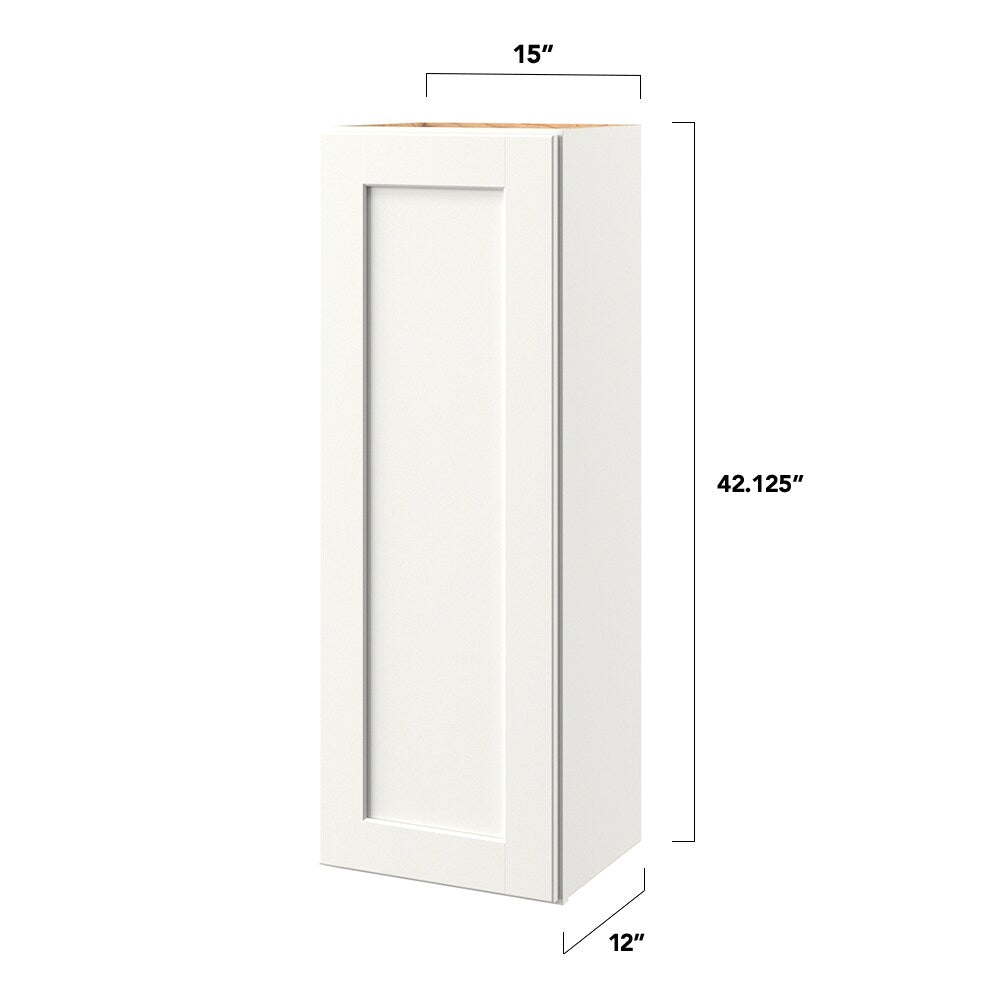 allen + roth Aveley 15-in W x 42.125-in H x 12-in D Linen Wall Fully Assembled Cabinet (Flat Panel Shaker Door Style)