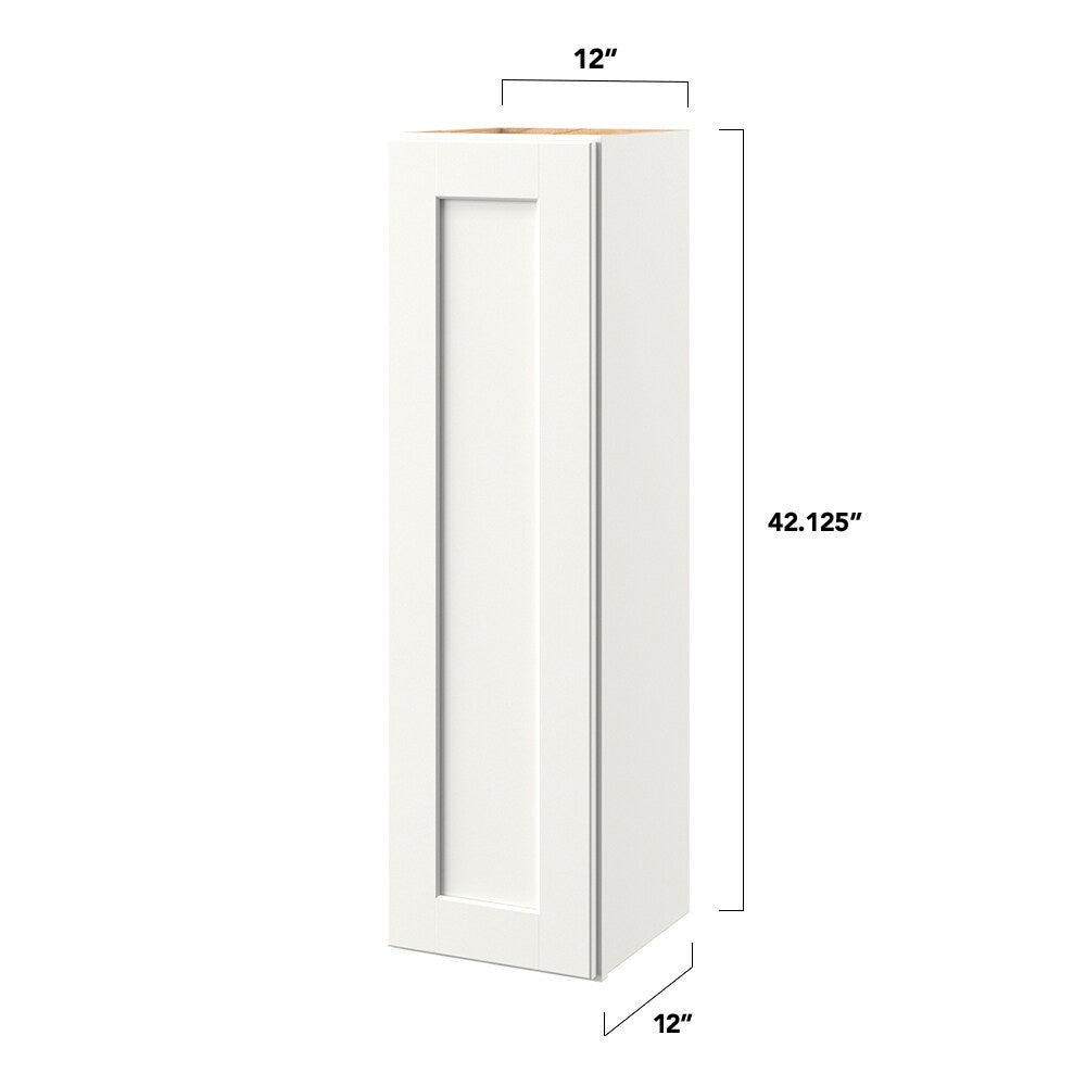 allen + roth Aveley 12-in W x 42.125-in H x 12-in D Linen Wall Fully Assembled Cabinet (Flat Panel Square Door Style)