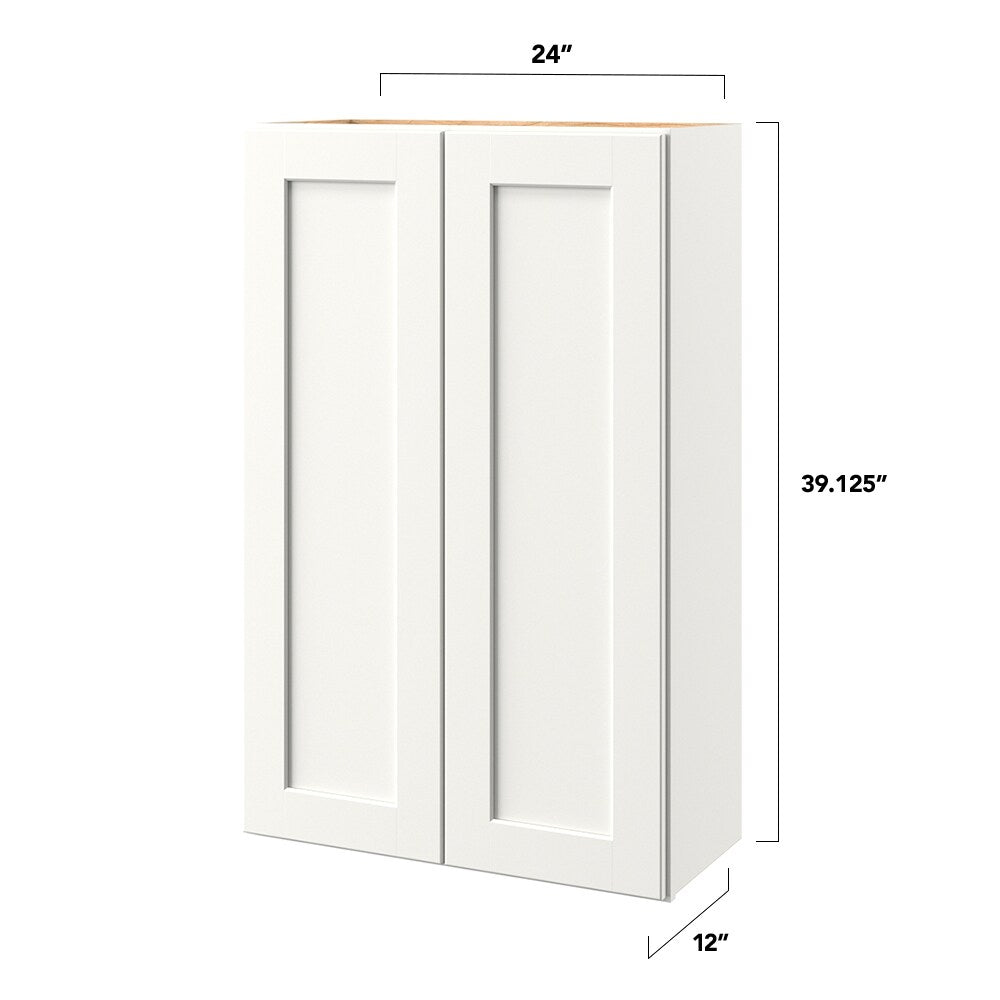 allen + roth Aveley 24-in W x 39.125-in H x 12-in D Linen Wall Fully Assembled Cabinet (Flat Panel Shaker Door Style)