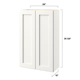 allen + roth Aveley 24-in W x 39.125-in H x 12-in D Linen Wall Fully Assembled Cabinet (Flat Panel Shaker Door Style)