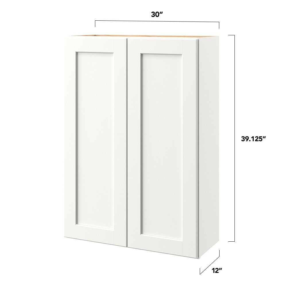 allen + roth Aveley 30-in W x 39.125-in H x 12-in D Linen Wall Fully Assembled Cabinet (Flat Panel Shaker Door Style)